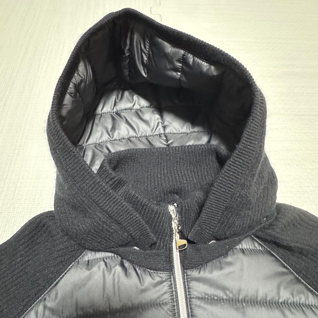 高島屋　フード付ニットブルゾン　カシミア　黒　Lサイズ