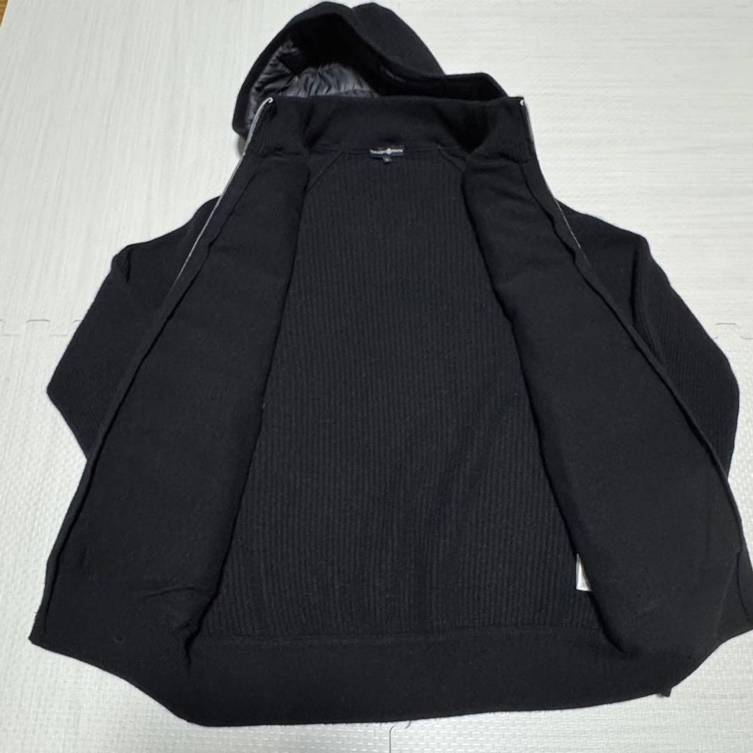 高島屋　フード付ニットブルゾン　カシミア　黒　Lサイズ