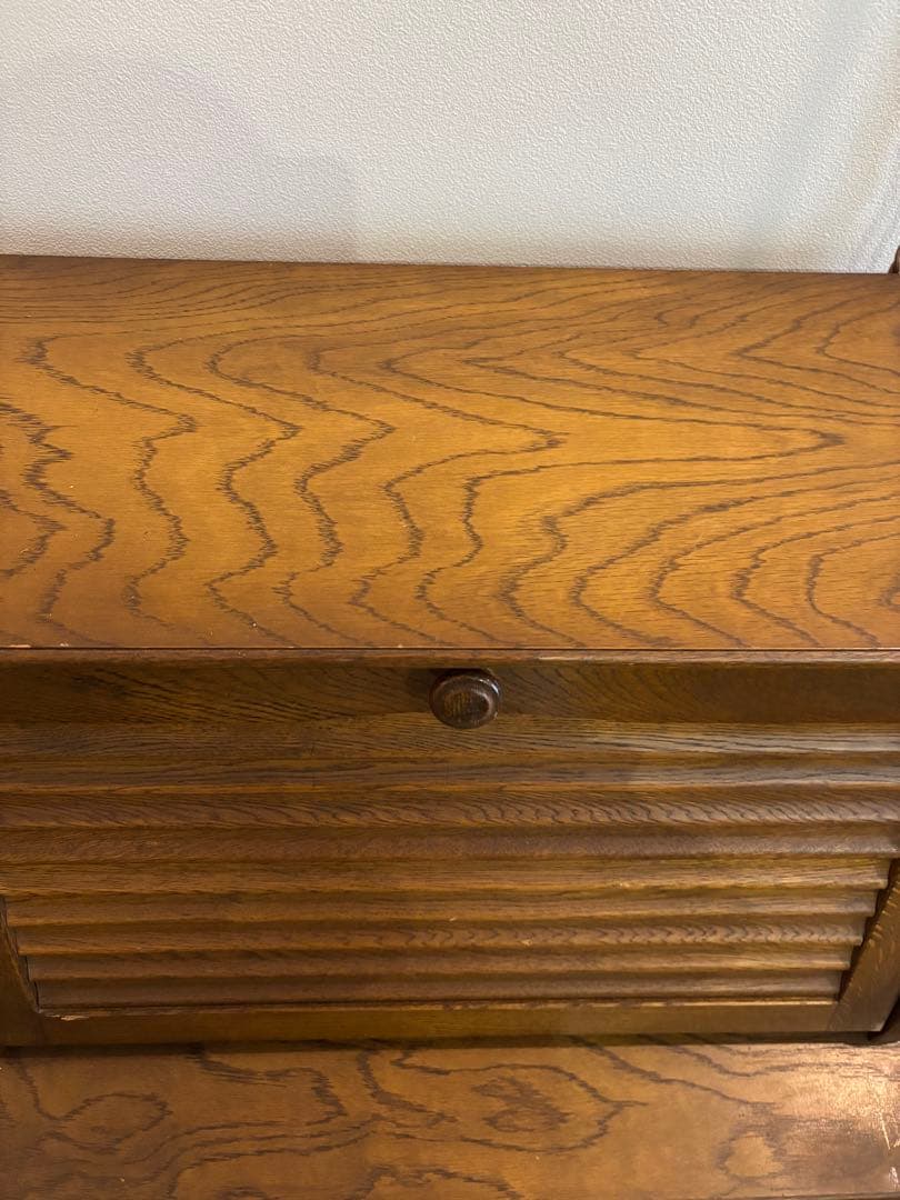 木製ライティングデスク スライド扉付き