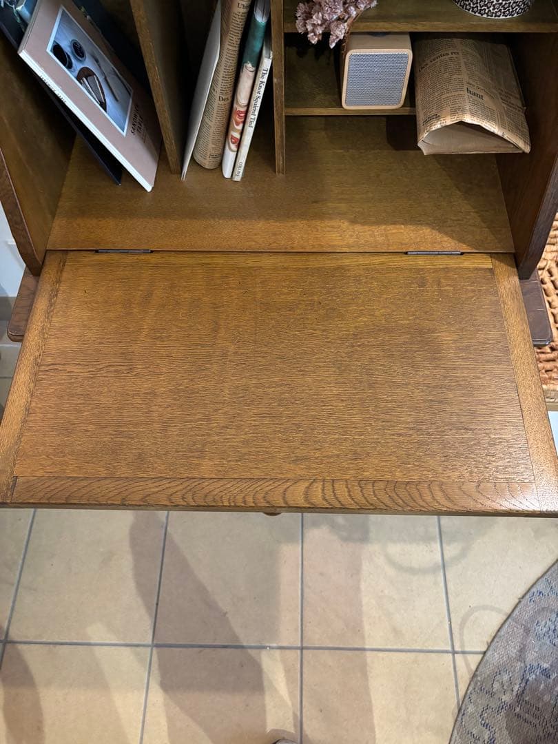 木製ライティングデスク スライド扉付き