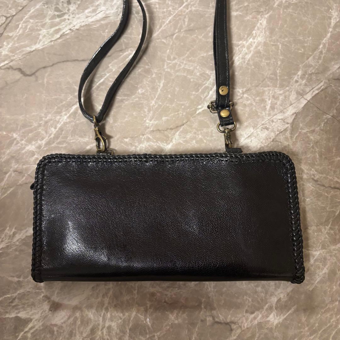 ( 新品 ) ハンドメイド 本革 お財布 ショルダー
