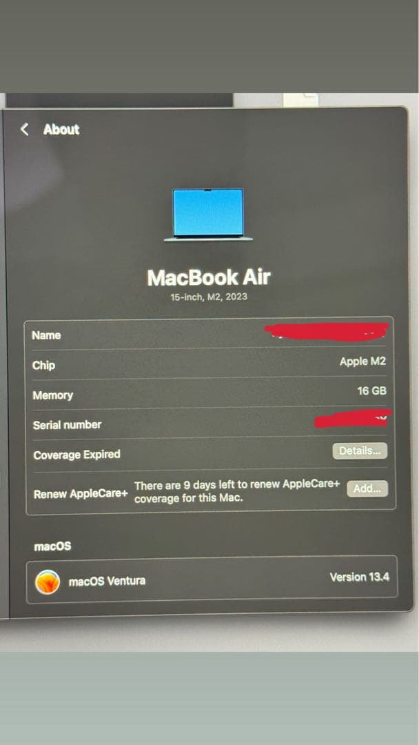 Apple MacBook Air 15インチ M2 2023 英語キーボード