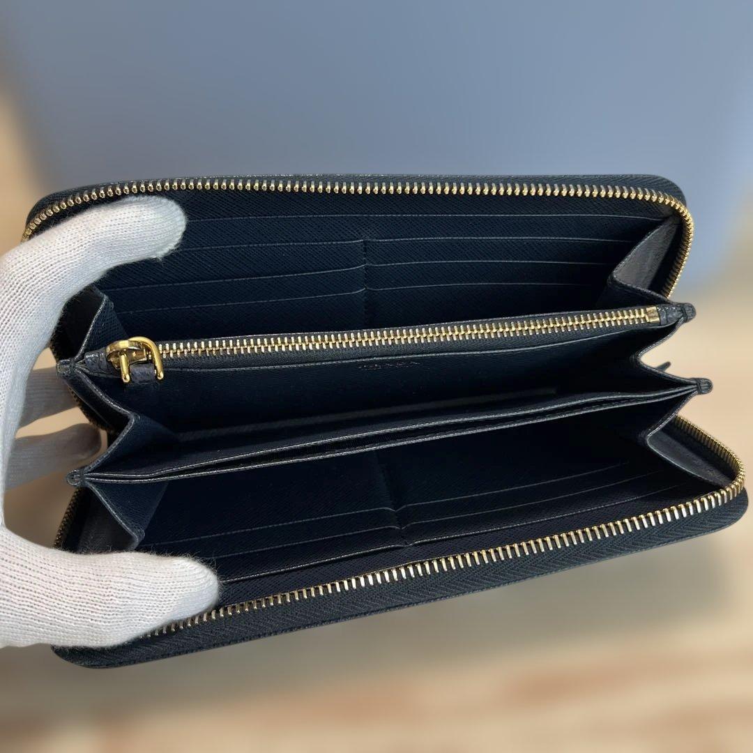 【美品】※限定色PRADA プラダ サフィアーノ 長財布 ラウンドジップ バルト