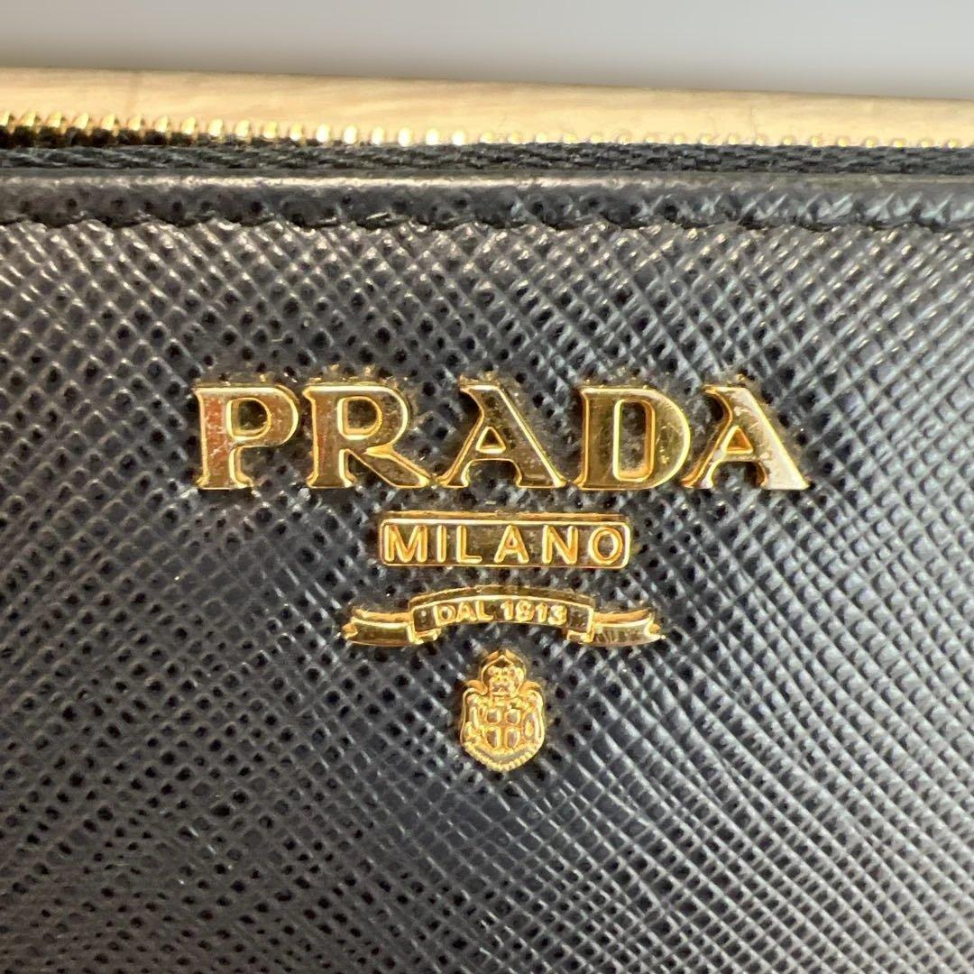 【美品】※限定色PRADA プラダ サフィアーノ 長財布 ラウンドジップ バルト