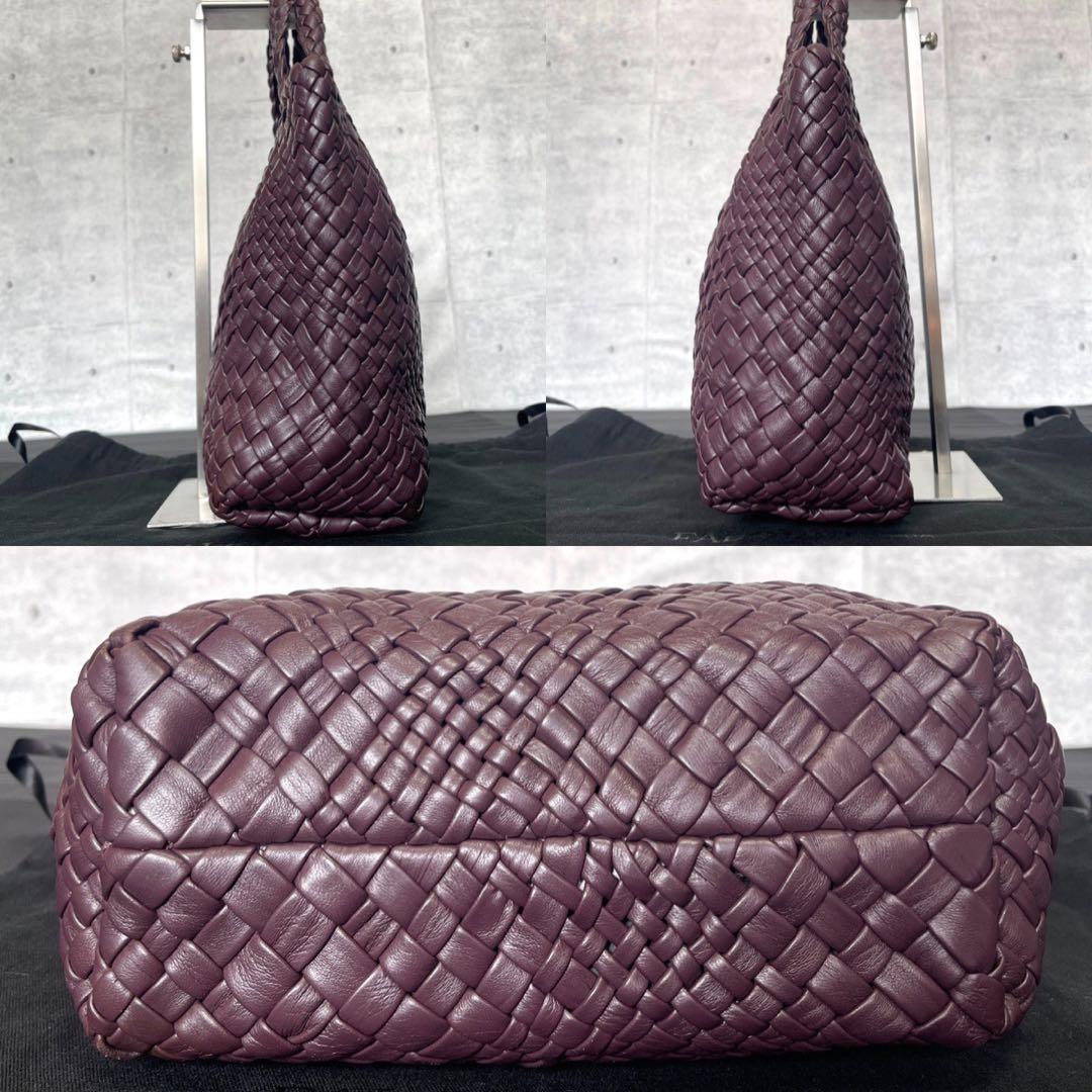 専用品FALORNI イントレチャート ボルドー ラムレザー ハンドバッグ