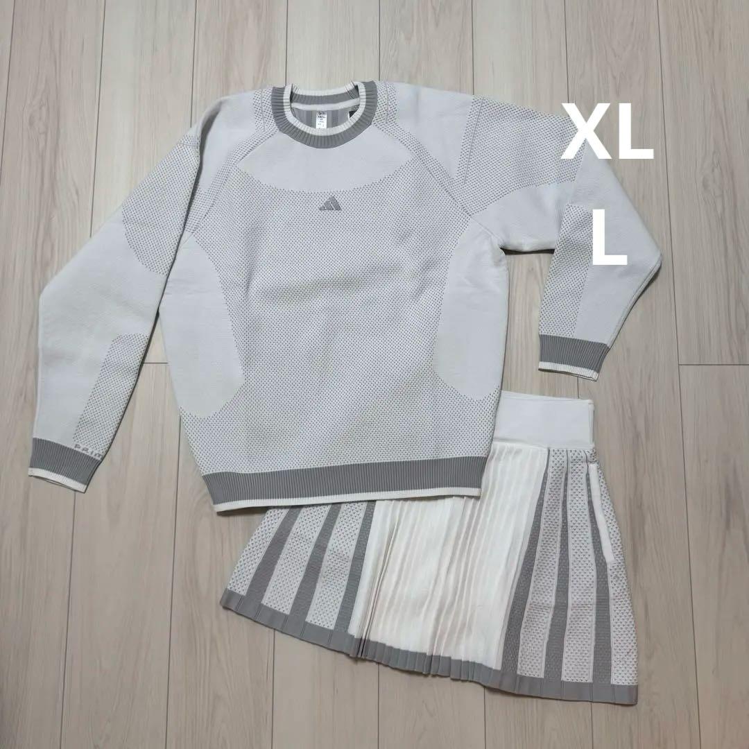 新品 アディダス セットアップ プライムニット プリーツスカート 秋冬 ホワイト
