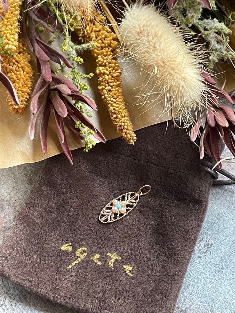 レア ⭐︎ アガット agete k10 チャーム ターコイズ パール 透かし