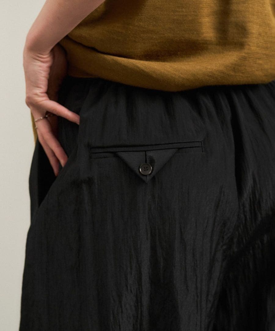 SALON adam et rope' ウールナイロンワッシャーパンツ ブラック