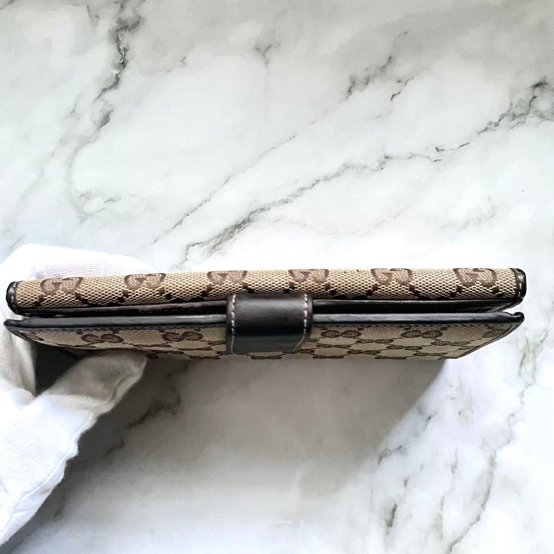GUCCI グッチ　長財布　GGキャンバス　ロゴプレート　Wホック　0117-④
