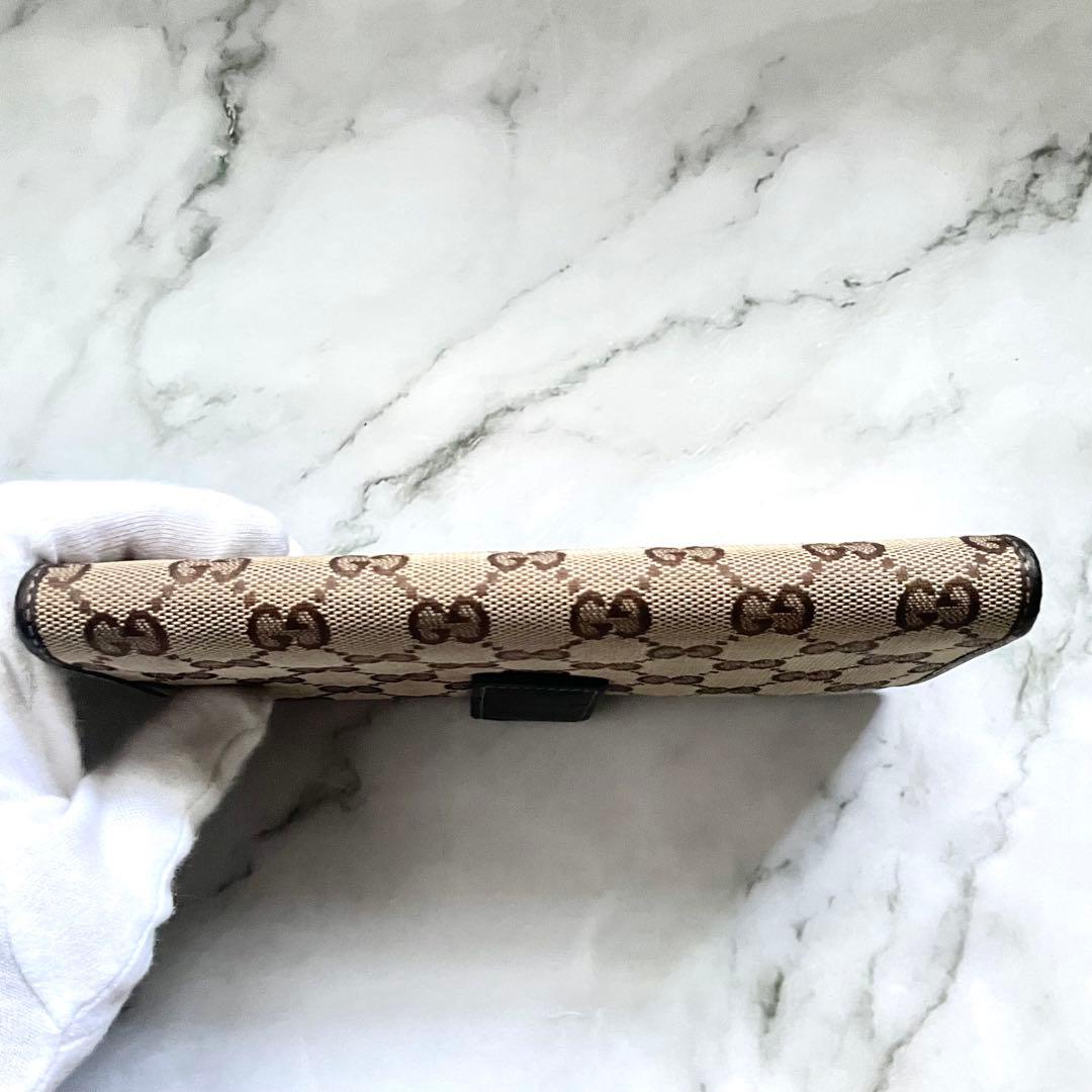 GUCCI グッチ　長財布　GGキャンバス　ロゴプレート　Wホック　0117-④