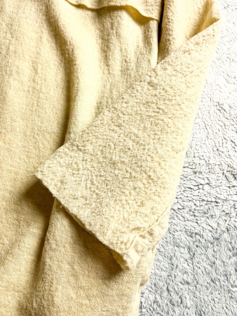 【45R】45rpm 毛100% ウール縮絨ニットロングワンピース イエロー 0