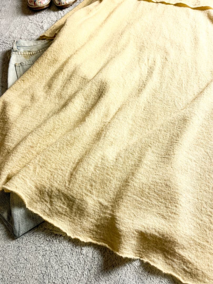 【45R】45rpm 毛100% ウール縮絨ニットロングワンピース イエロー 0