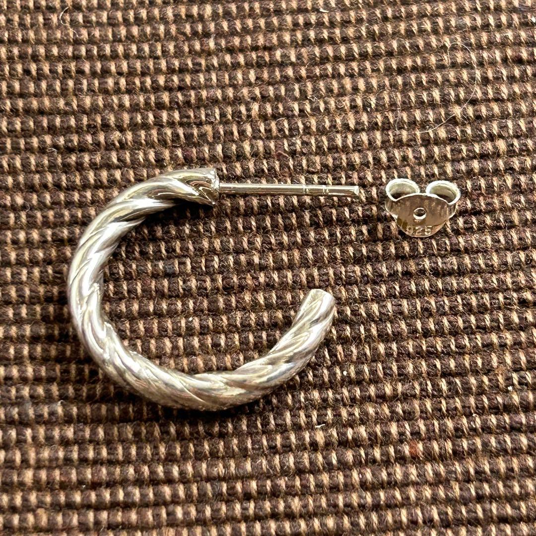 シルバー925 Silver ツイストフープピアス/軽研磨加工/両耳/イヤリング