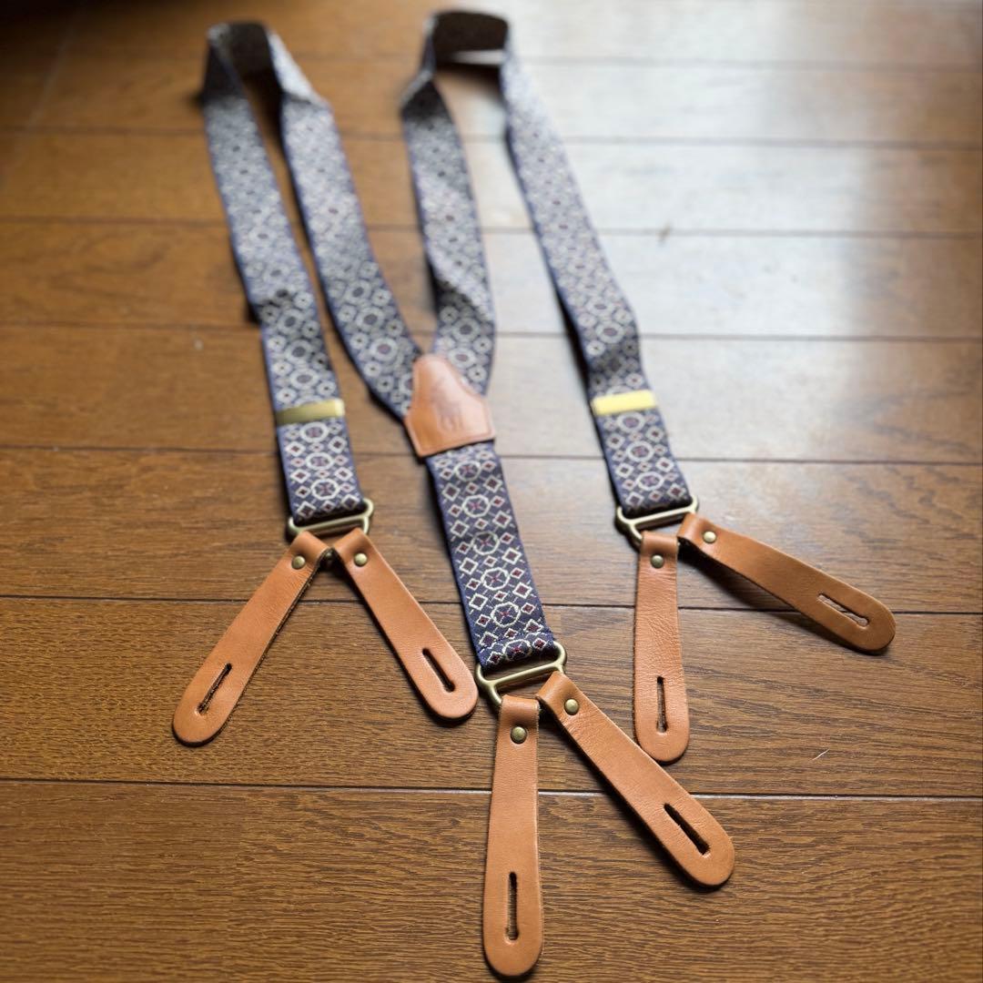 ポロラルフローレン サスペンダー 総柄 ラビットイヤー 真鍮金具