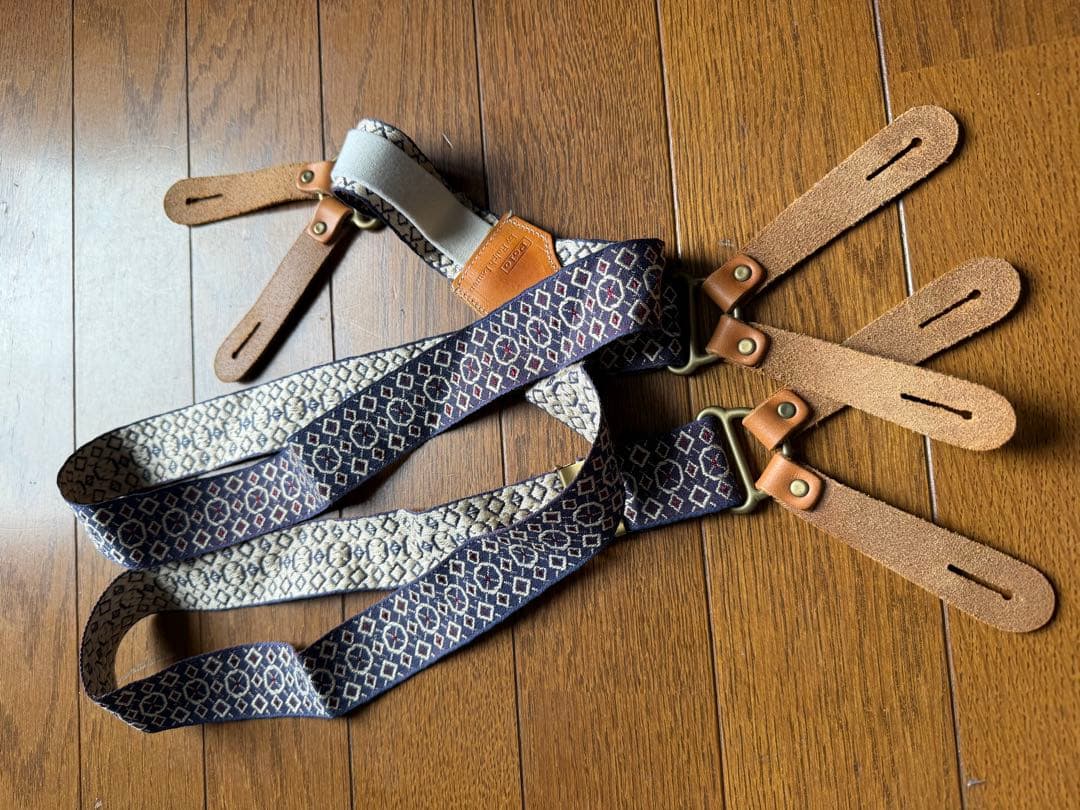 ポロラルフローレン サスペンダー 総柄 ラビットイヤー 真鍮金具