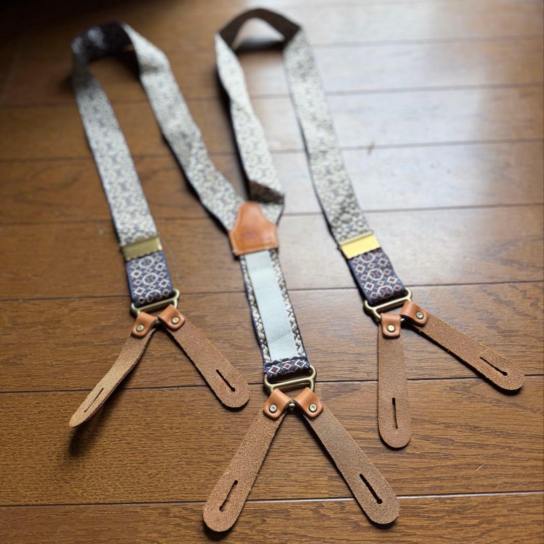 ポロラルフローレン サスペンダー 総柄 ラビットイヤー 真鍮金具