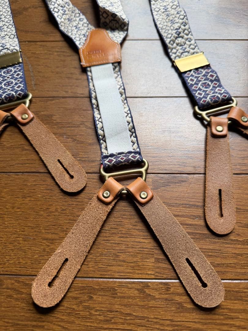 ポロラルフローレン サスペンダー 総柄 ラビットイヤー 真鍮金具