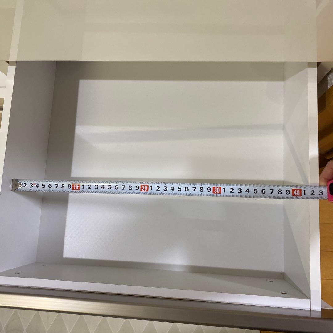 ホワイト 引き出し式キッチン収納 3段