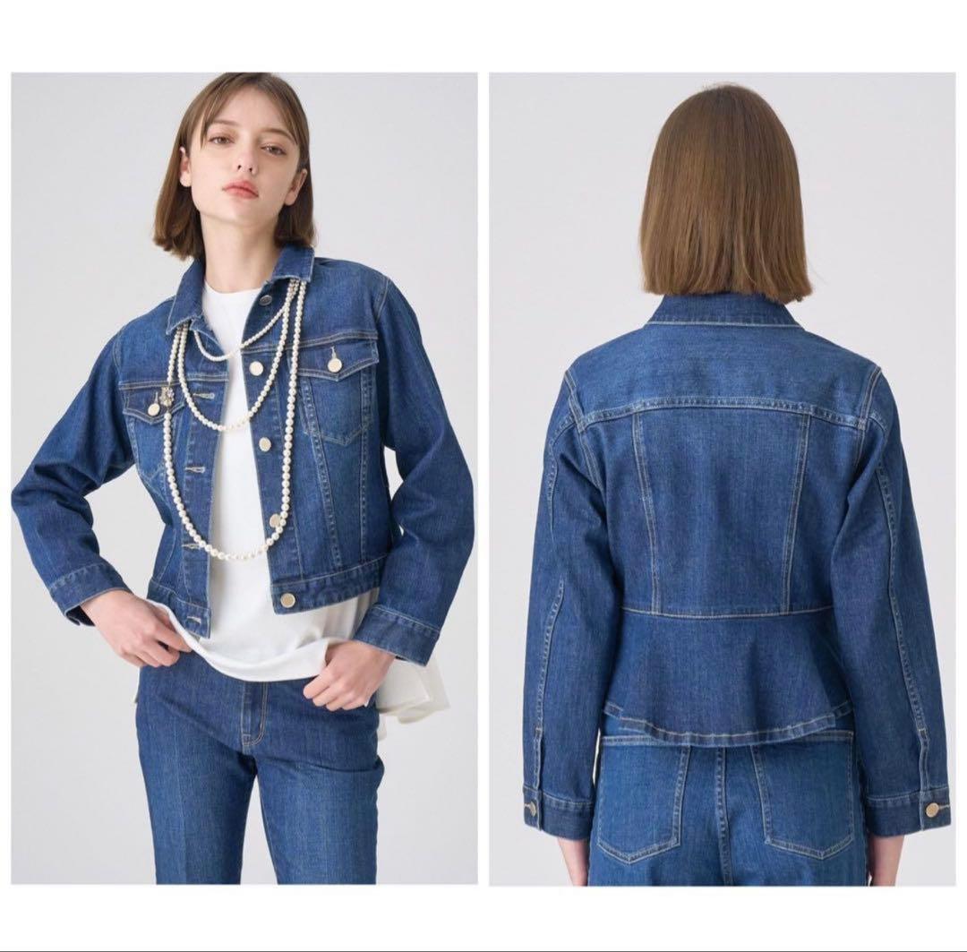 アナイ　ストレッチデニムペプラムジャケット　38