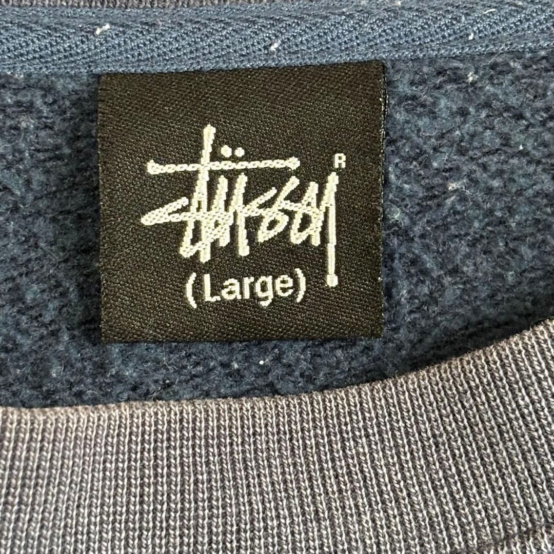 90s OLD STUSSY グラフィック スウェット フェード ネイビー L