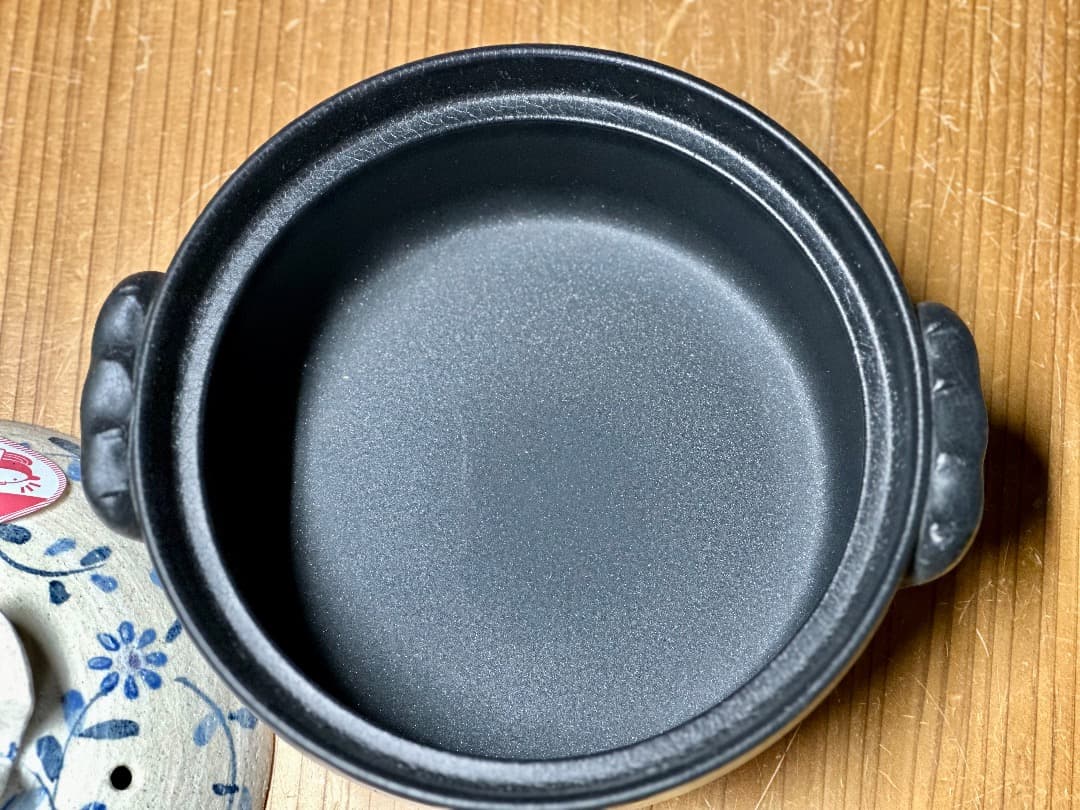 再値下　新品　萬古焼　７号土鍋土鍋　セラミック加工　染付唐草　IH直火OK