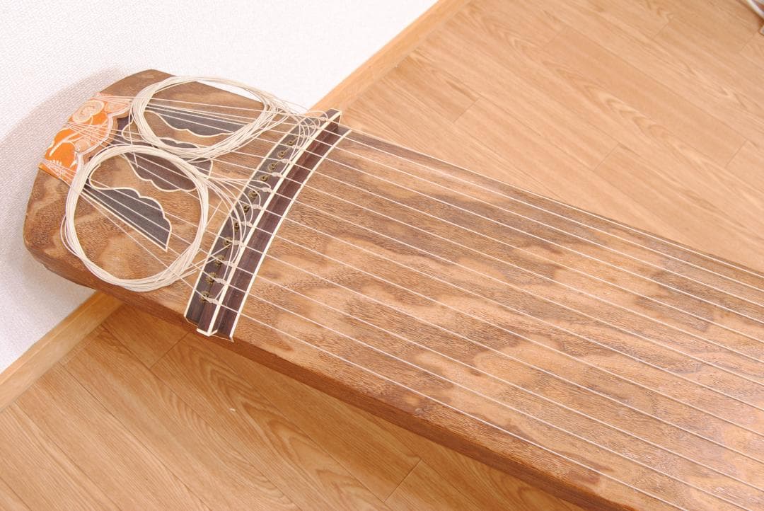 琴 くり甲 綾杉彫 箏 和楽器 刳甲 金 蒔絵 光山 花押