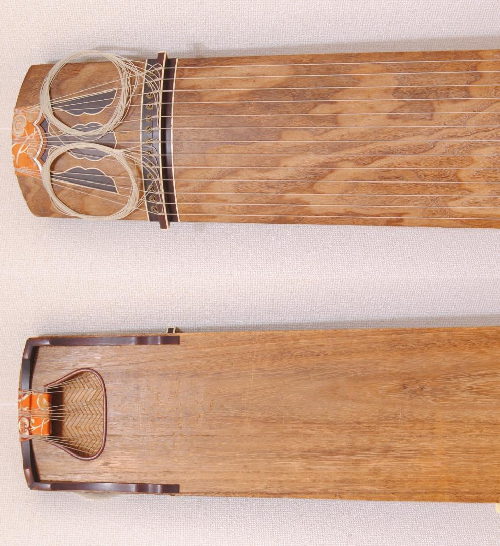 琴 くり甲 綾杉彫 箏 和楽器 刳甲 金 蒔絵 光山 花押