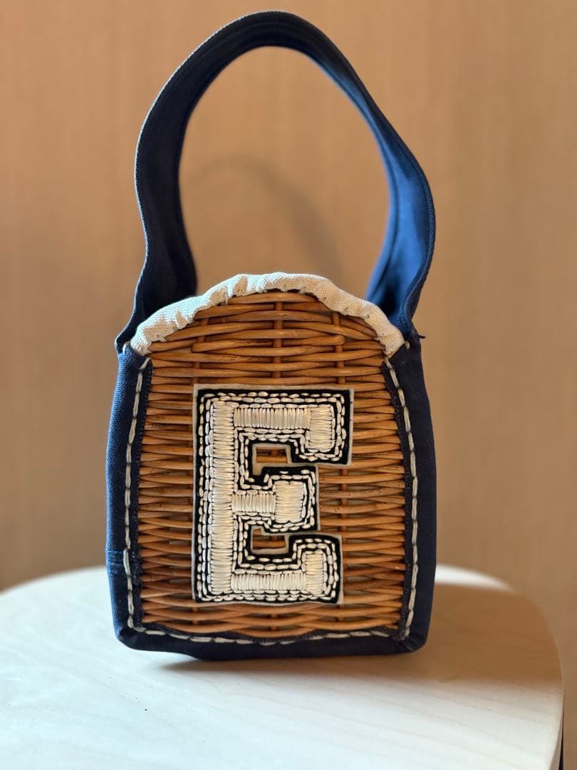 エバゴス　ebagos お買い物バッグ　Eワッペン　ネイビー　鏡付き