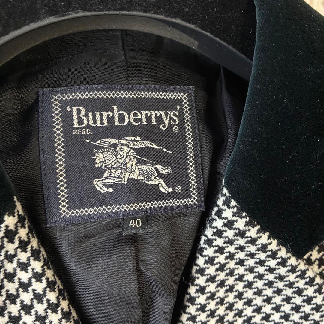 Burberrys 千鳥柄 ベロア ウールジャケット ブラック40 バーバリー