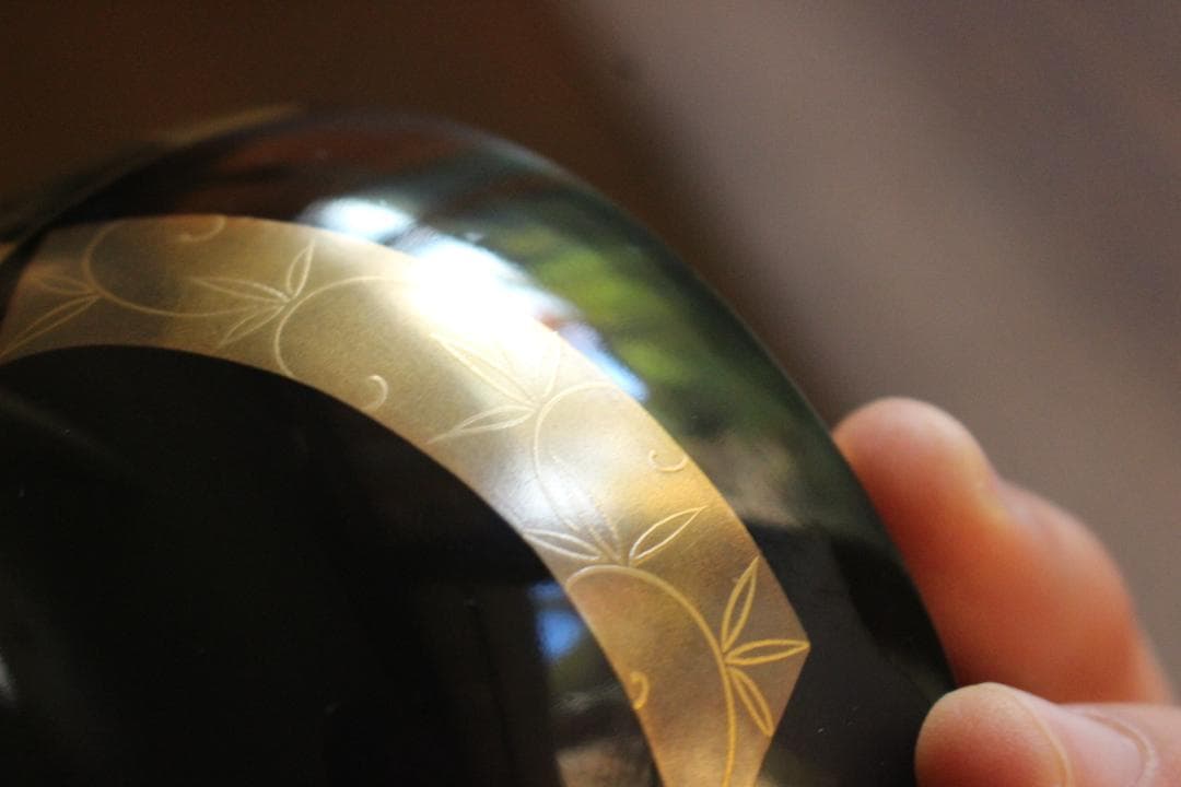 時代逸品！時代黒漆に極上短冊蒔絵の映えるお椀2点（検輪島塗蒔絵椀懐石椀