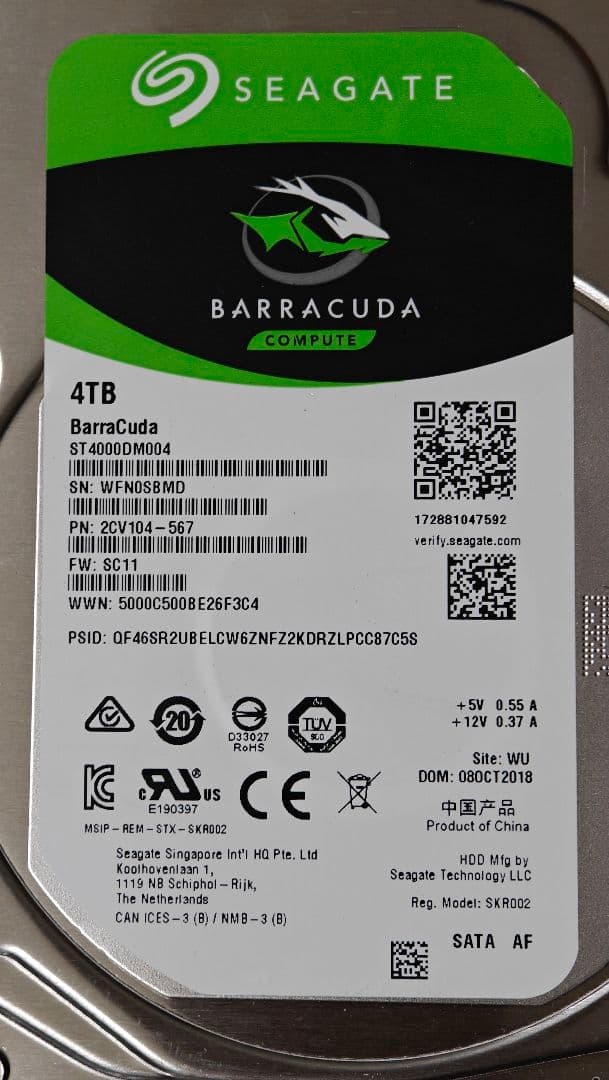 ★中古品★Seagate Barracuda 4TB 内蔵型HDD