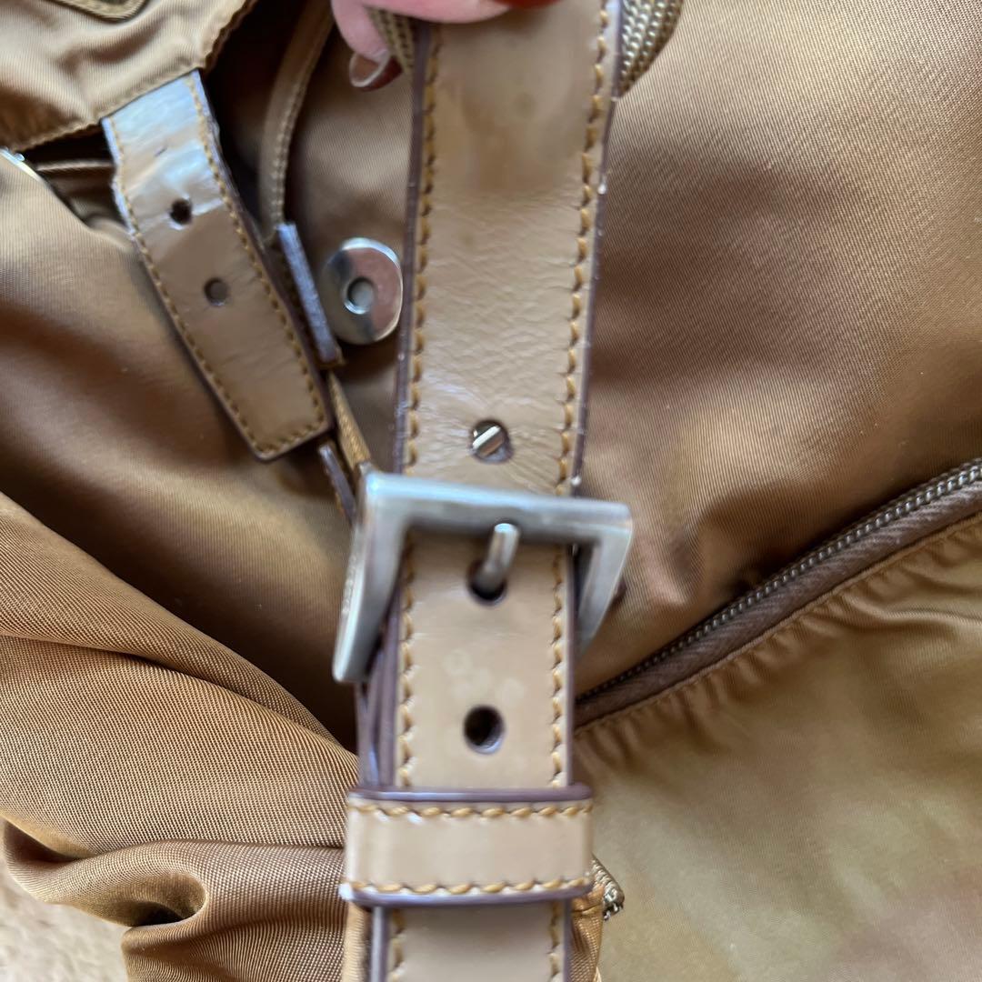 PRADA リュック バックパック 三角ロゴ ブラウン ナイロン レザー