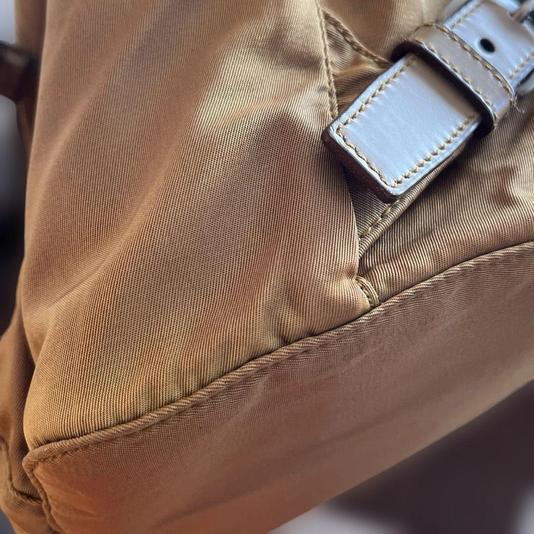 PRADA リュック バックパック 三角ロゴ ブラウン ナイロン レザー