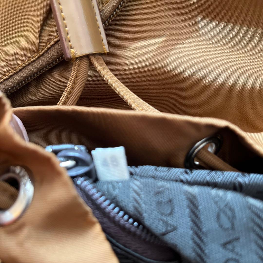 PRADA リュック バックパック 三角ロゴ ブラウン ナイロン レザー