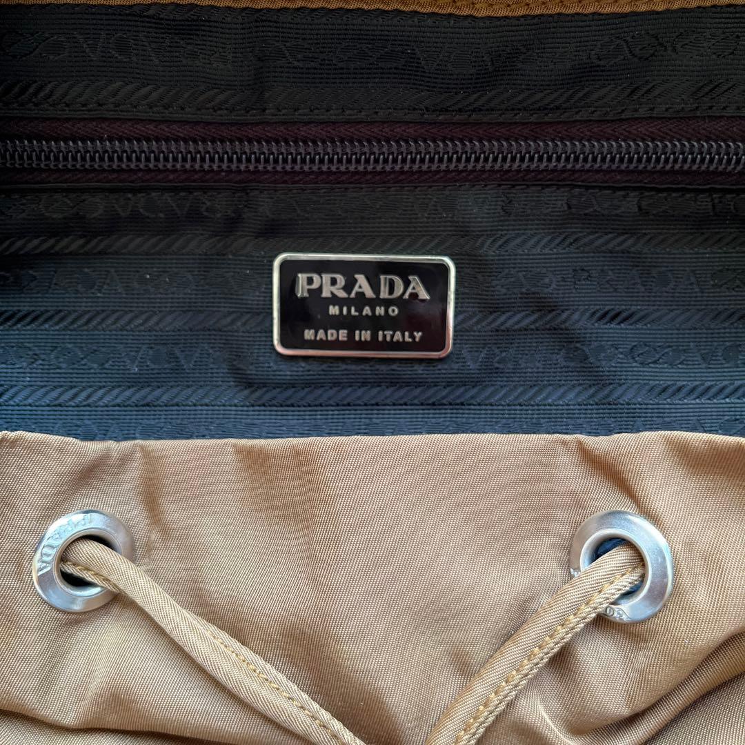 PRADA リュック バックパック 三角ロゴ ブラウン ナイロン レザー