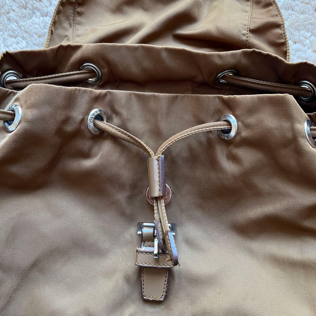 PRADA リュック バックパック 三角ロゴ ブラウン ナイロン レザー