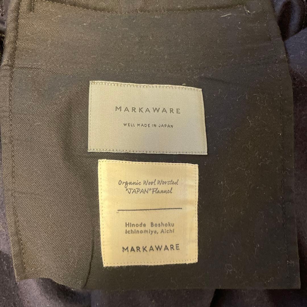 MARKAWARE オーガニックウール タックパンツ ネイビー