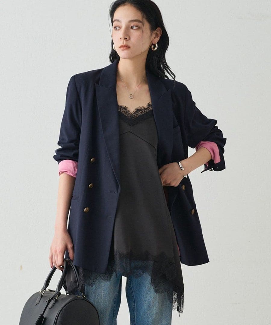 【新品未使用】ラウンジドレス　レースキャミ　ブラック