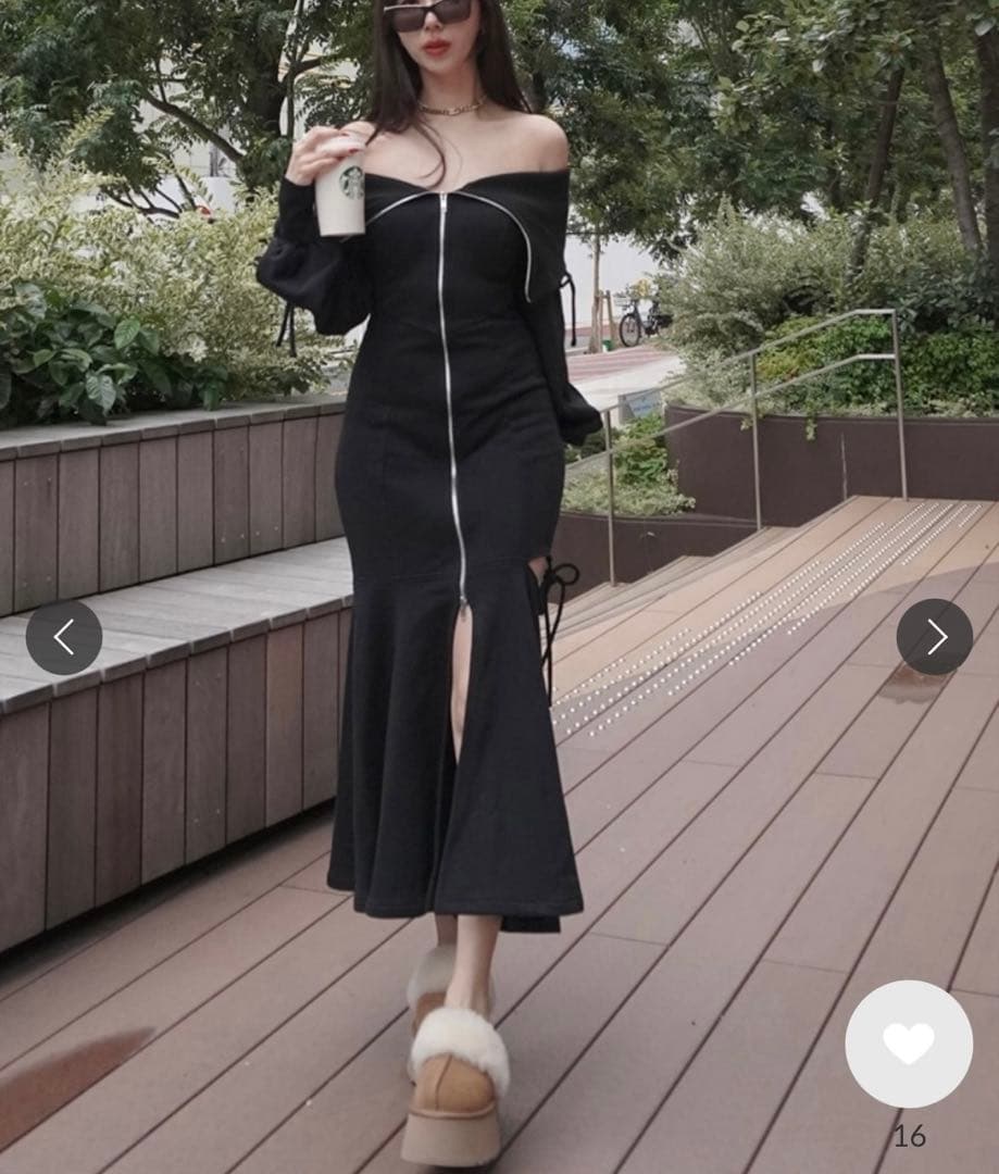 ワンピース amerge ribbon offshoulder sweat onepiece