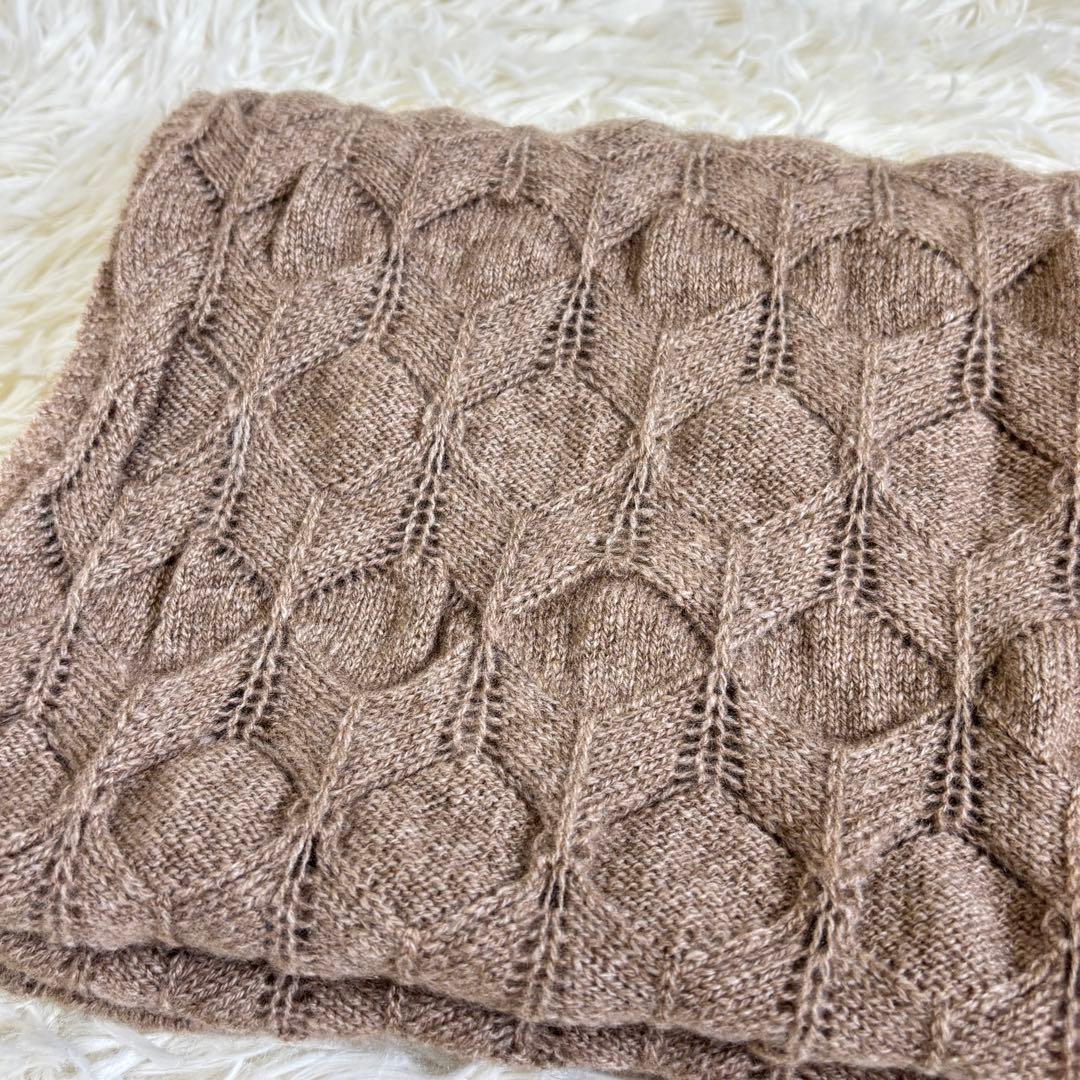 新品 高島屋 ケーブルニットスヌード マフラー カシミア100% ライトブラウン