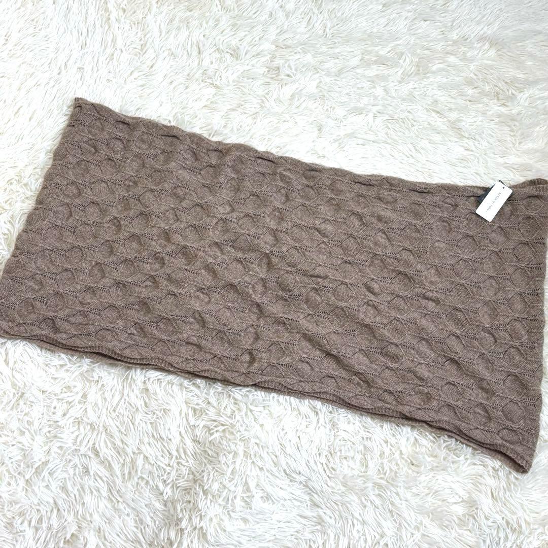 新品 高島屋 ケーブルニットスヌード マフラー カシミア100% ライトブラウン
