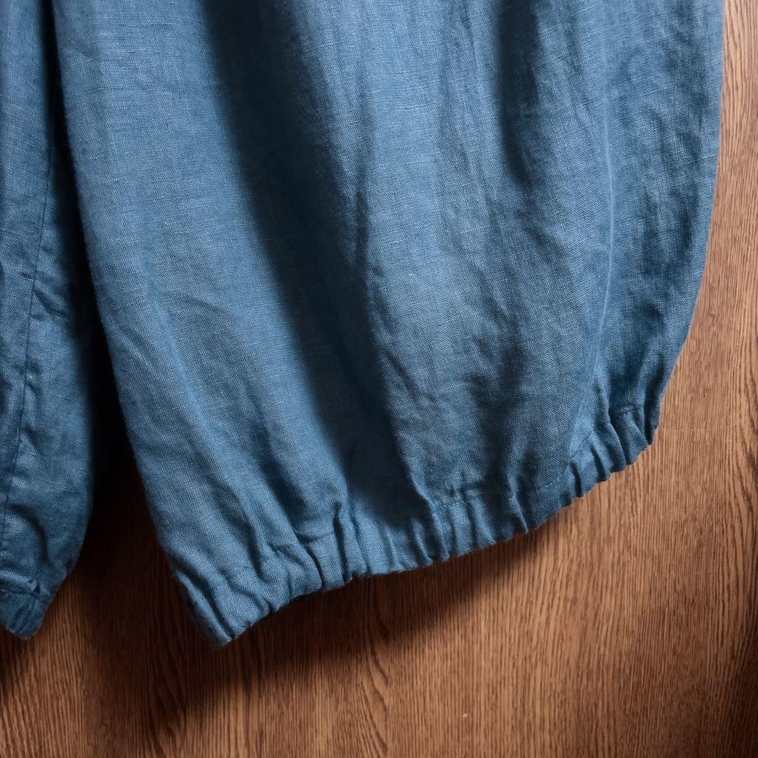 最終値下げ石見銀山群言堂グンゲンドウ リネンパンツ林檎 麻100%七分丈 ブルー