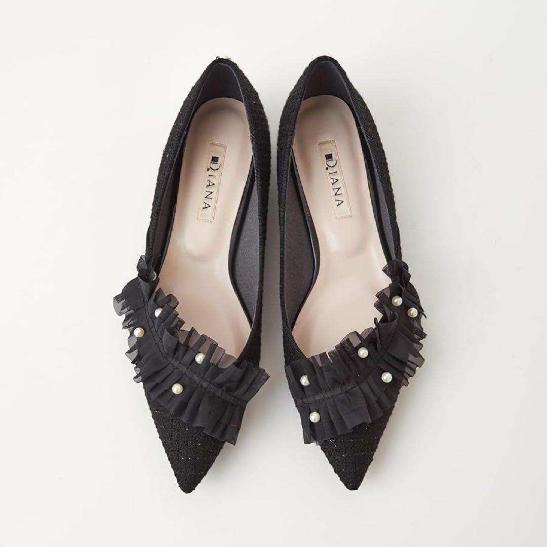 DIANA フラットシューズ オケージョン パーティーフォーマル フリル