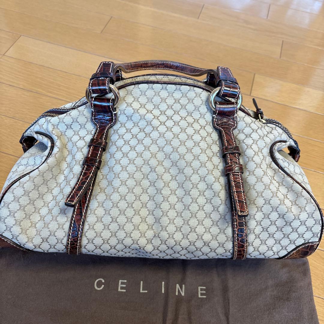 正規品 CELINE ボストンバッグ ベージュｘブラウン マカダム 保存袋