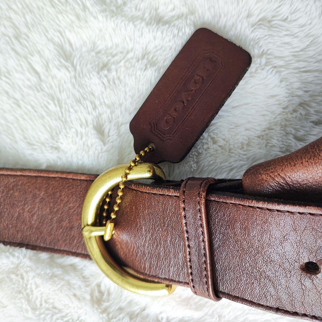 USA製OLD COACHハーフムーンワンショルダーバッグブラウン本革メンズ可