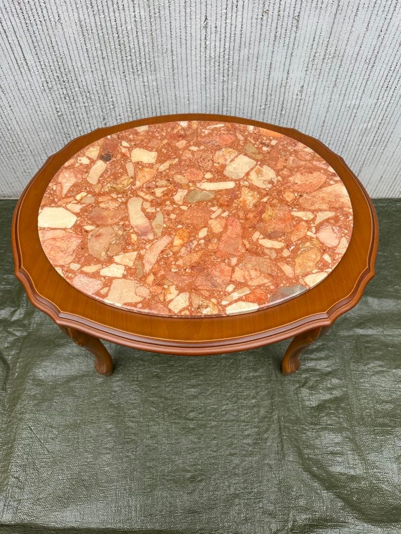 【サイドテーブル】木製　花台　飾り台　大理石　オケージョナルテーブル