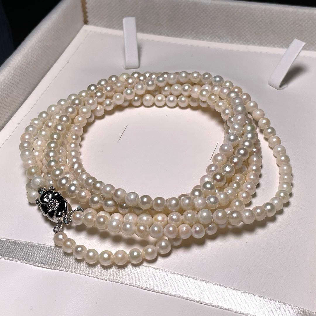 白珠ベビー 3連 あこや真珠 ネックレス アコヤ 5.0〜5.5㎜ O595