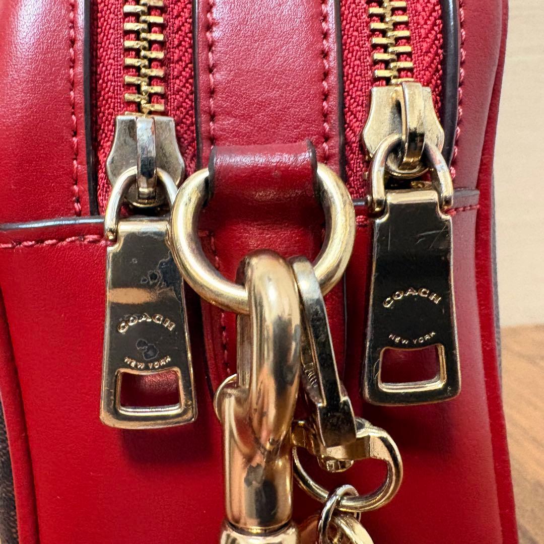 Coach ショルダーバッグ 中型 ブラウン/レッド