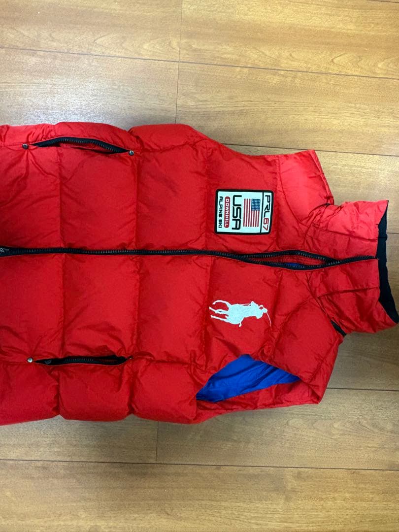 【ポロバイラルフローレン】ビッグポニー 国旗 ダウンベスト 確実正規品