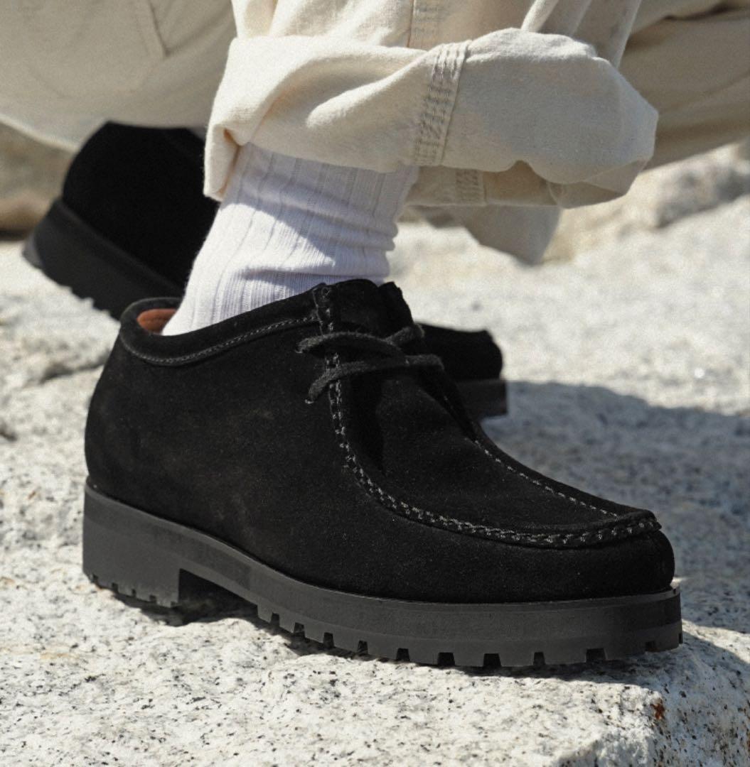 靴 shiun BLACK SUEDE MOCCASIN XS